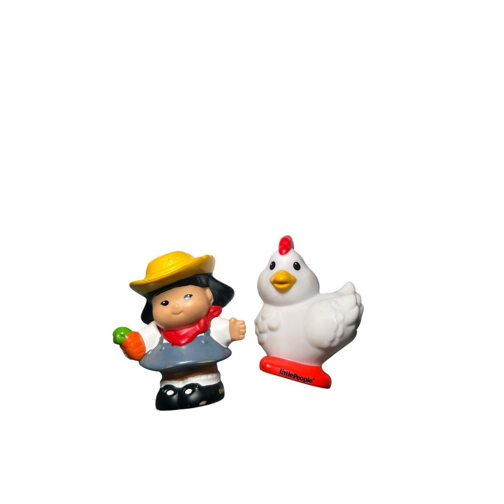 Fisher-Price Little People Farm Duo | Farmer Mia & White Chicken Figurines